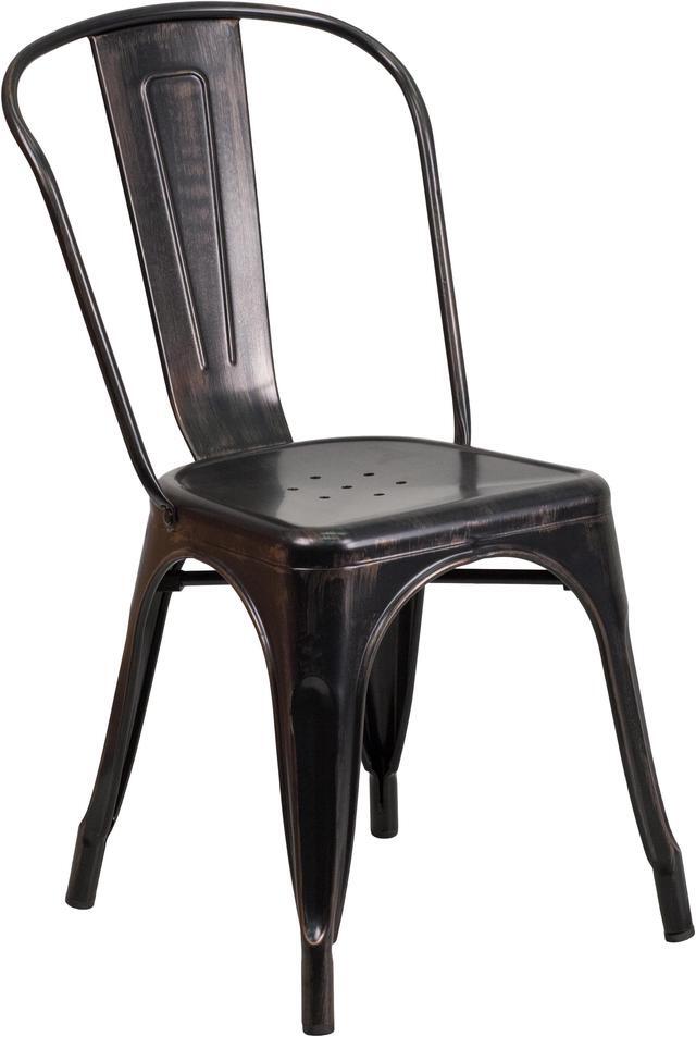 Main image of Commercial Grade Black-Antique Gold Metal Indoor-Outdoor Stackable Chair