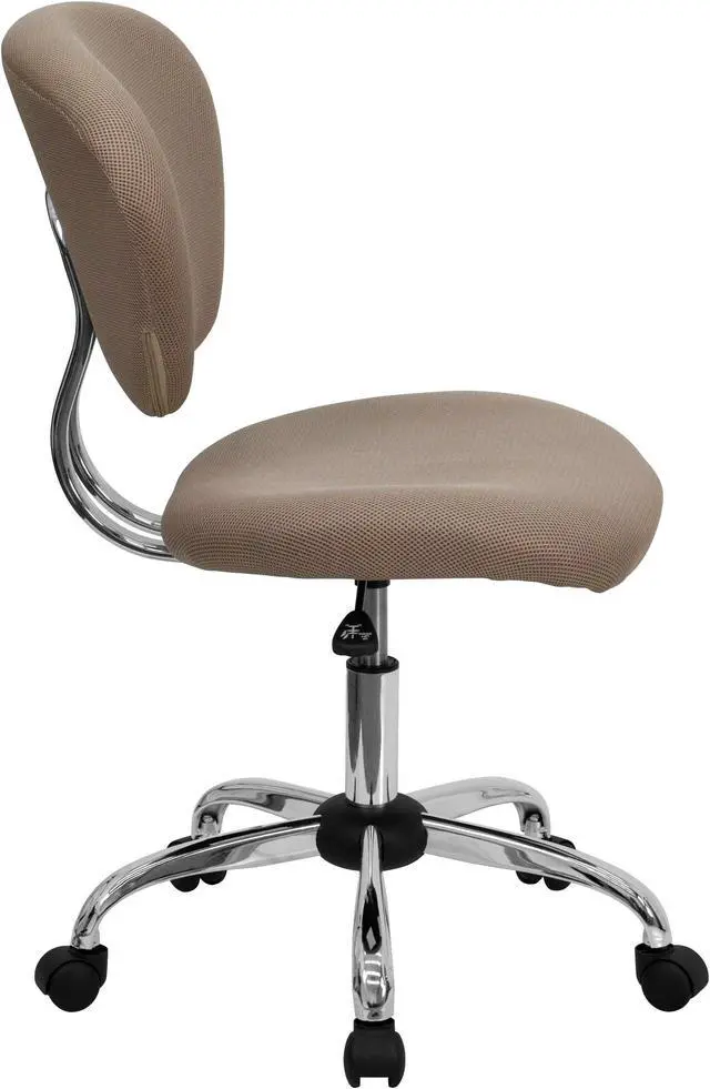 Alt view image 2 of 20 - Mid-Back Coffee Brown Mesh Padded Swivel Task Chair with Chrome Base