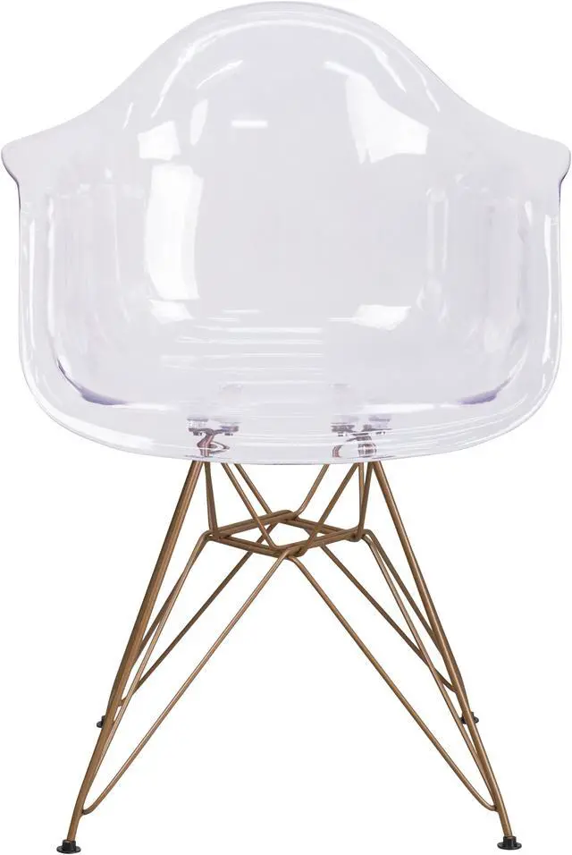Alt view image 4 of 20 - Alonza Series Transparent Side Chair with Gold Base