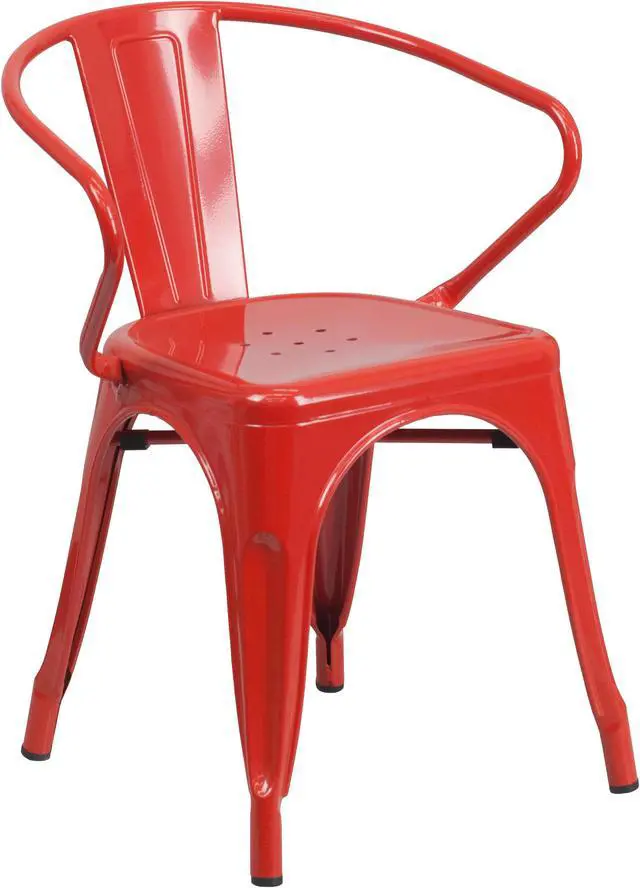 Main image of Commercial Grade Red Metal Indoor-Outdoor Chair with Arms