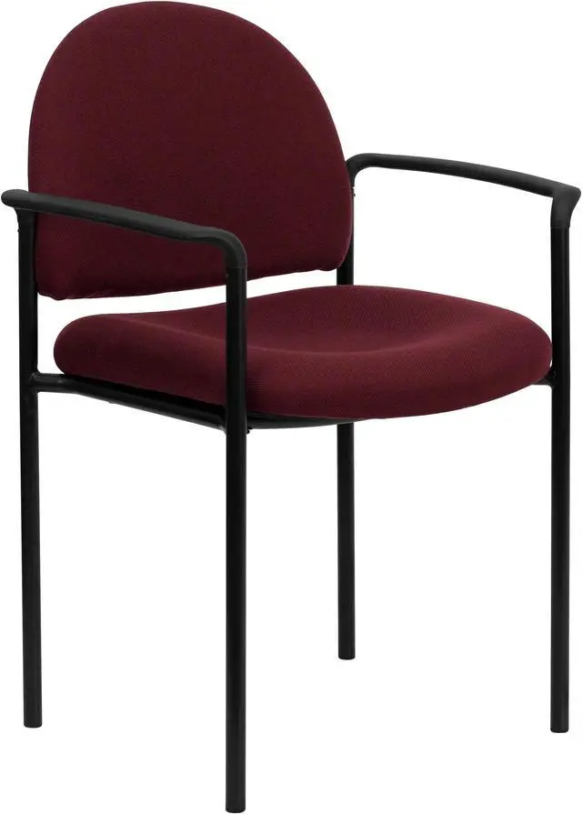 Main image of Comfort Burgundy Fabric Stackable Steel Side Reception Chair with Arms