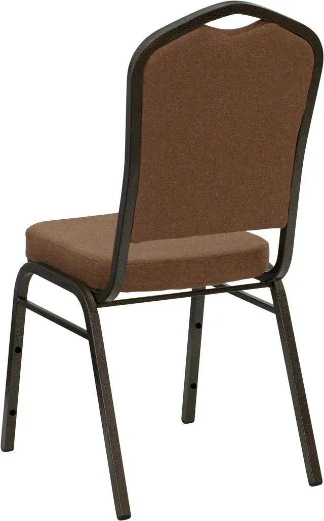 Alt view image 4 of 20 - HERCULES Series Crown Back Stacking Banquet Chair in Coffee Fabric - Gold Vein Frame