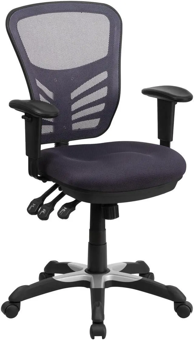 Main image of Mid-Back Dark Gray Mesh Swivel Task Chair with Triple Paddle Control