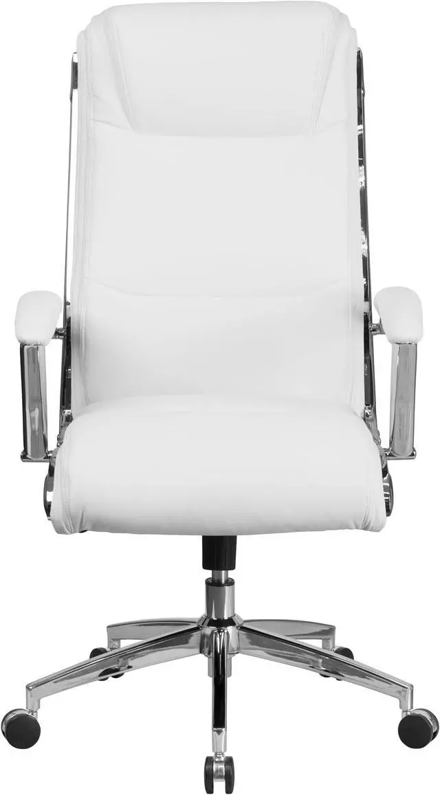 Alt view image 4 of 11 - Flash Furniture High Back Designer White Leather Executive Swivel Chair with Chrome Base and Arms