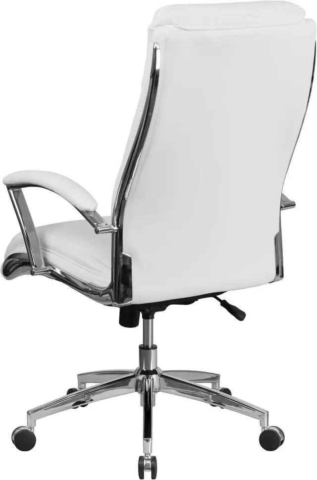 Alt view image 3 of 11 - Flash Furniture High Back Designer White Leather Executive Swivel Chair with Chrome Base and Arms