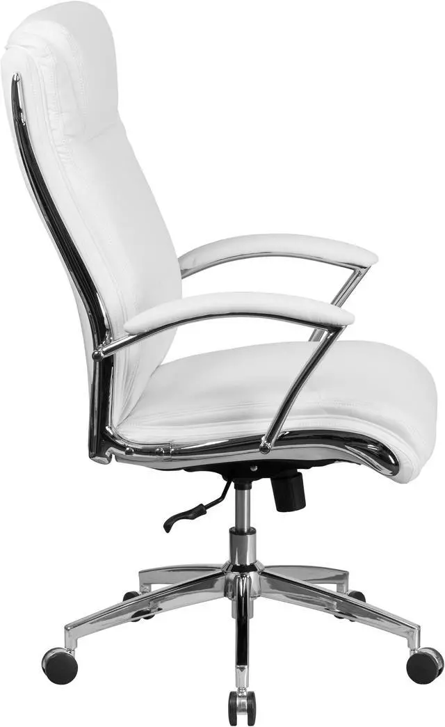 Alt view image 2 of 11 - Flash Furniture High Back Designer White Leather Executive Swivel Chair with Chrome Base and Arms