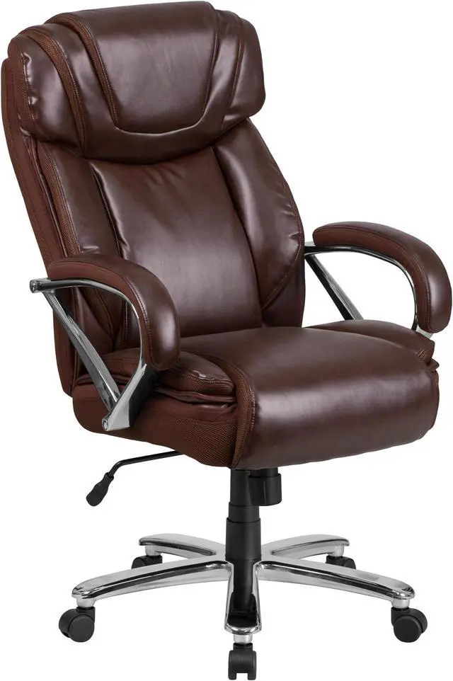 Main image of Flash Furniture Hercules Series 500 lb Brown Leather Executive Swivel Office Chair with Extra Wide Seat