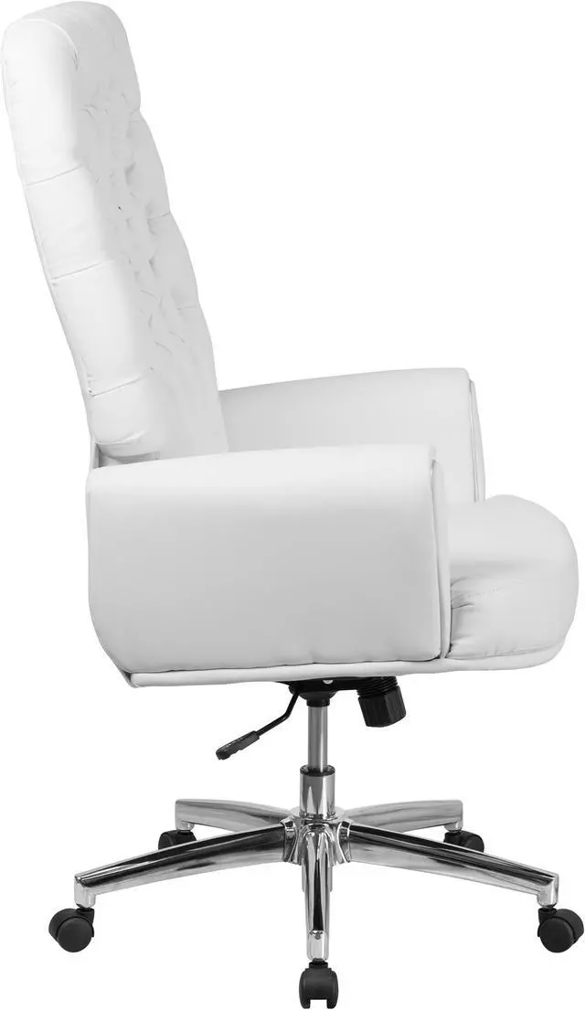 Alt view image 2 of 20 - Flash Furniture High Back Traditional Tufted White Leather Executive Swivel Chair with Arms