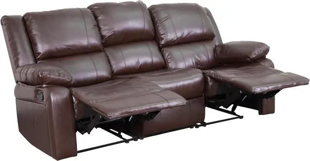 Alt view image 2 of 19 - Harmony Series Brown LeatherSoft Sofa with Two Built-In Recliners