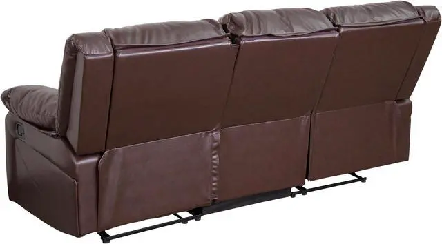 Alt view image 3 of 19 - Harmony Series Brown LeatherSoft Sofa with Two Built-In Recliners