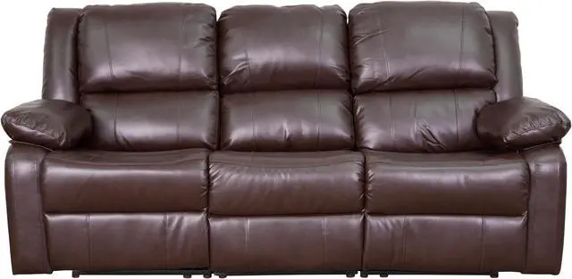 Alt view image 4 of 19 - Harmony Series Brown LeatherSoft Sofa with Two Built-In Recliners