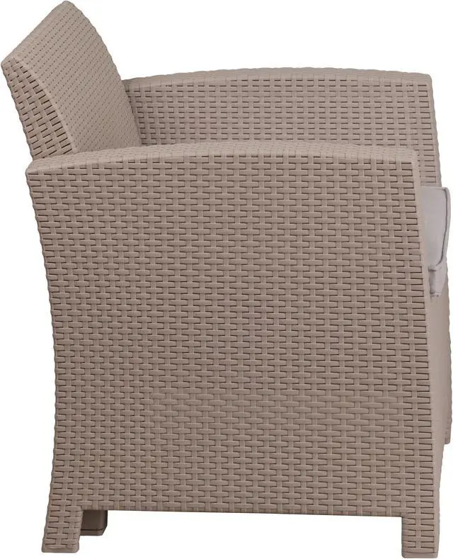Alt view image 3 of 20 - Light Gray Faux Rattan Chair with All-Weather Light Gray Cushion