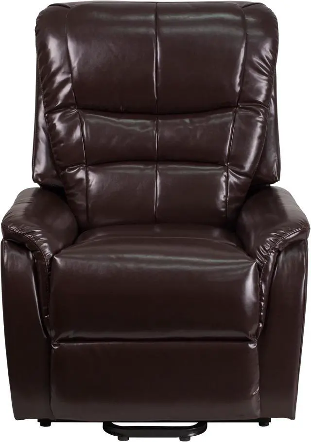 Alt view image 4 of 20 - HERCULES Series Brown LeatherSoft Remote Powered Lift Recliner