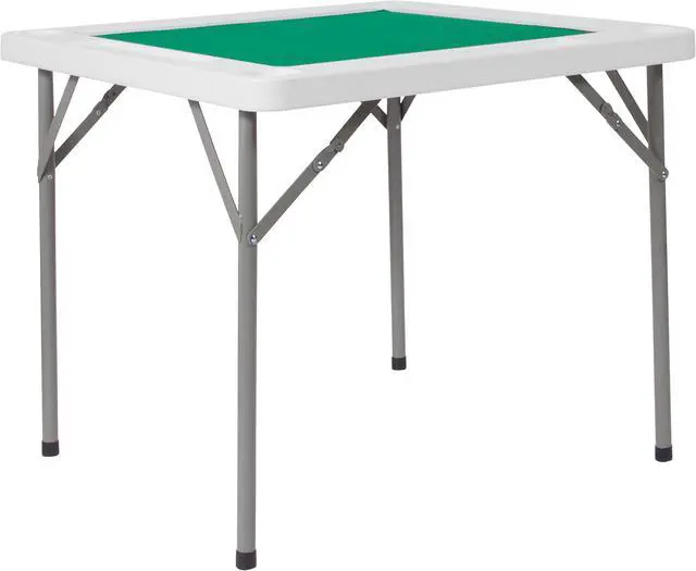 Main image of 34.5" Square 4-Player Folding Card Game Table with Green Playing Surface and Cup Holders