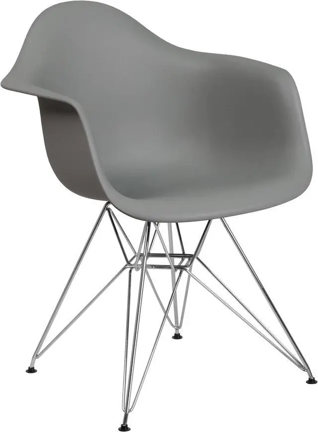 Main image of Alonza Series Moss Gray Plastic Chair with Chrome Base