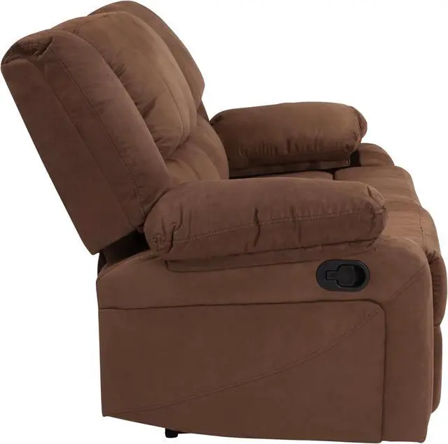 Alt view image 5 of 20 - Harmony Series Chocolate Brown Microfiber Loveseat with Two Built-In Recliners