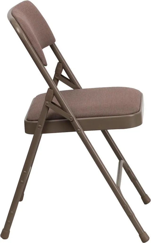 Alt view image 3 of 20 - 2 Pk. HERCULES Series Curved Triple Braced & Double Hinged Beige Fabric Metal Folding Chair