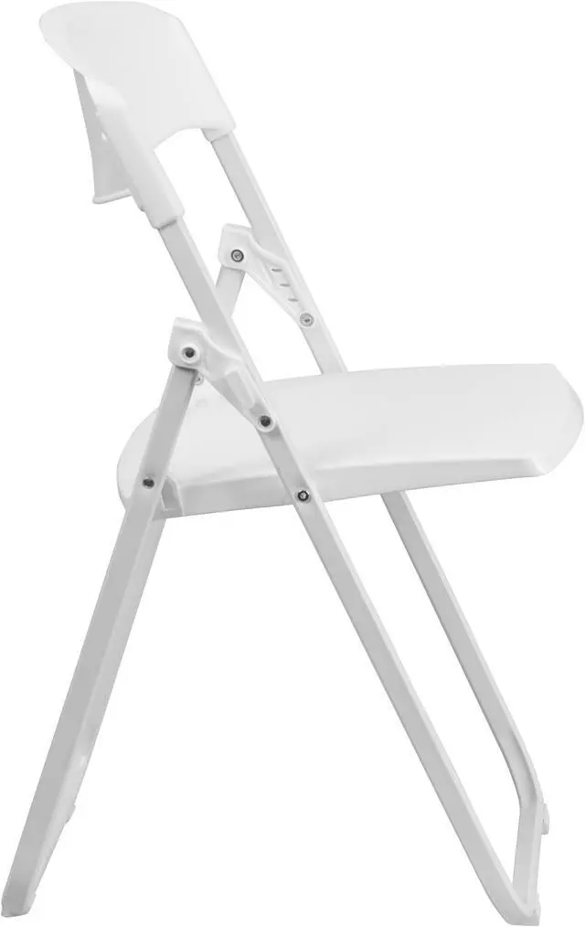 Alt view image 3 of 20 - 2 Pk. HERCULES Series 880 lb. Capacity Heavy Duty White Plastic Folding Chair with Built-in Ganging Brackets