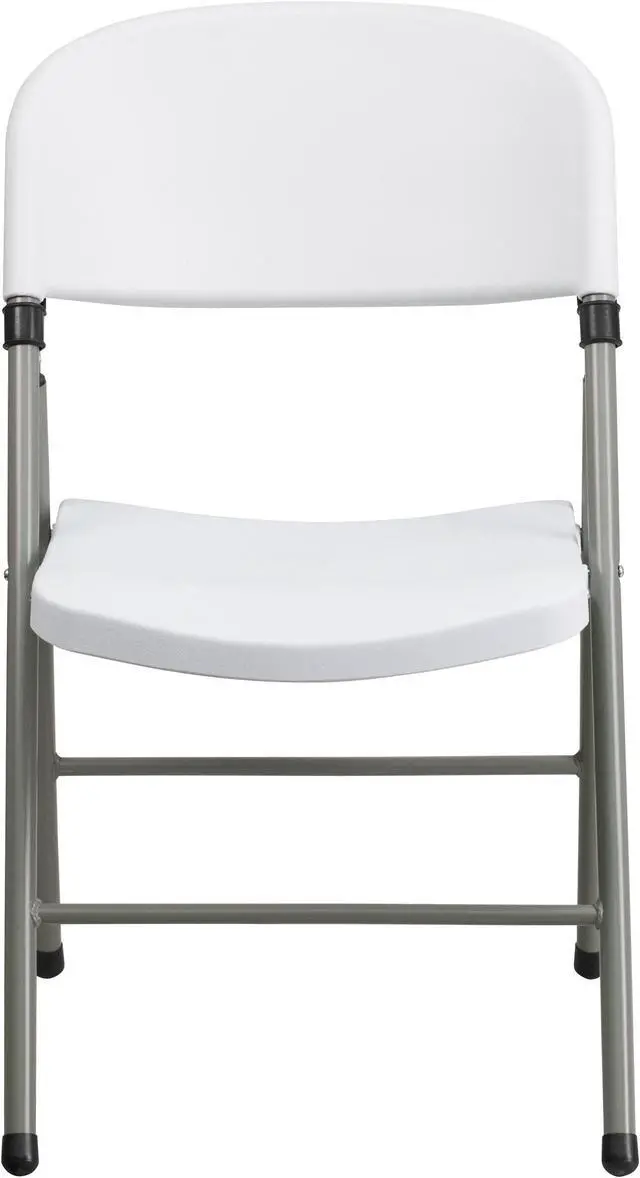 Alt view image 4 of 20 - HERCULES Series White Plastic Folding Chairs | Set of 2 Lightweight Folding Chairs with Gray Frame