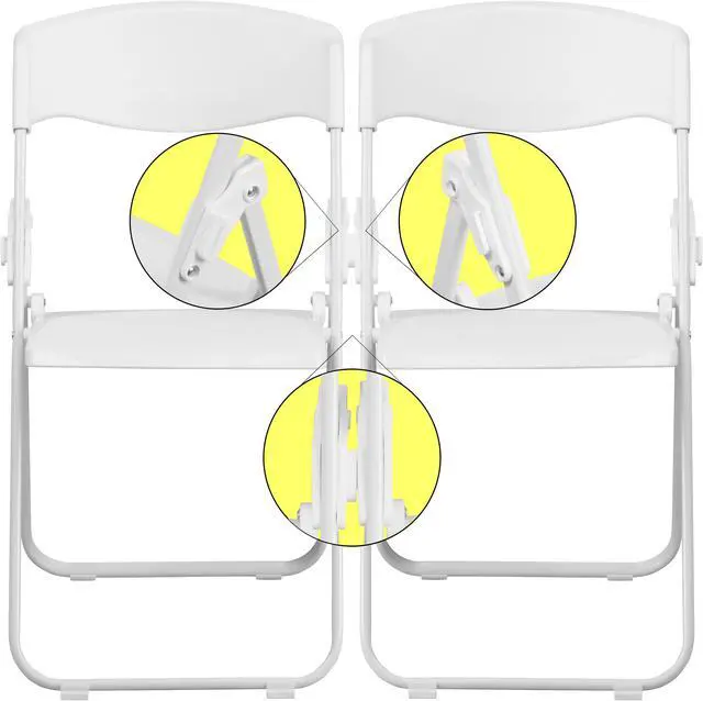 Alt view image 6 of 20 - 2 Pk. HERCULES Series 880 lb. Capacity Heavy Duty White Plastic Folding Chair with Built-in Ganging Brackets