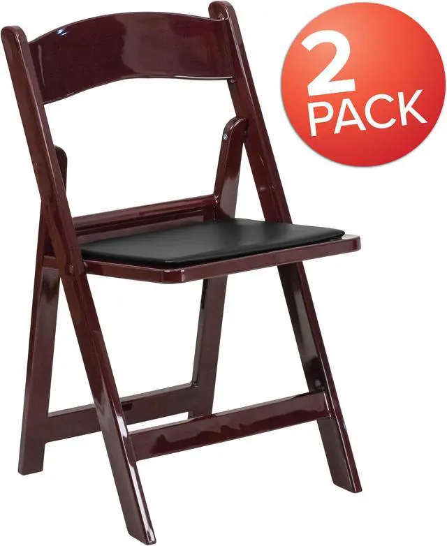Main image of 2 Pack HERCULES Series 1000 lb. Capacity Red Mahogany Resin Folding Chair with Black Vinyl Padded Seat