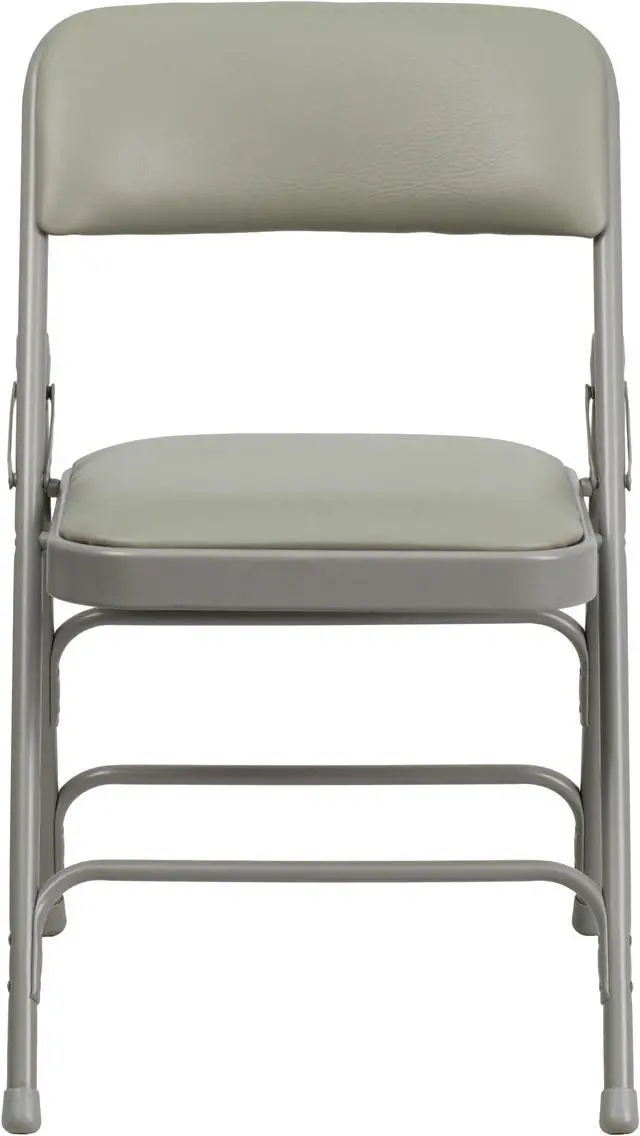 Alt view image 4 of 18 - 4 Pk. HERCULES Series Curved Triple Braced & Double Hinged Gray Vinyl Metal Folding Chair