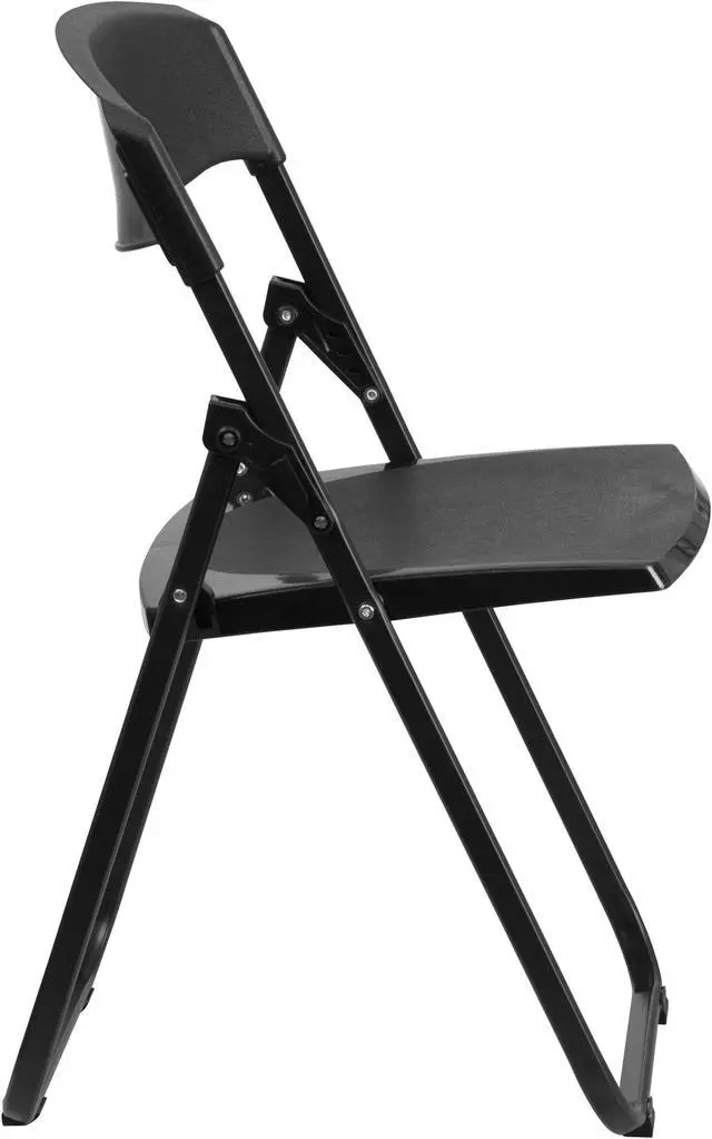 Alt view image 2 of 20 - 2 Pk. HERCULES Series 880 lb. Capacity Heavy Duty Black Plastic Folding Chair with Built-in Ganging Brackets