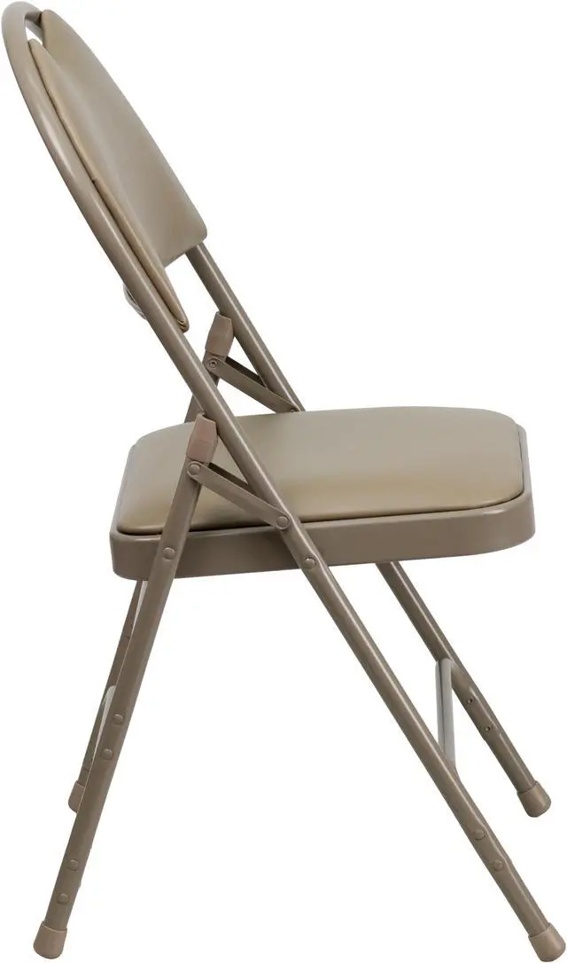 Alt view image 2 of 17 - 4 Pk. HERCULES Series Ultra-Premium Triple Braced Beige Vinyl Metal Folding Chair with Easy-Carry Handle