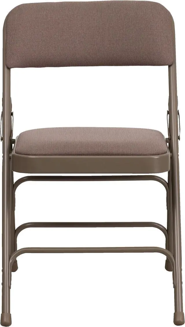 Alt view image 5 of 20 - 2 Pk. HERCULES Series Curved Triple Braced & Double Hinged Beige Fabric Metal Folding Chair