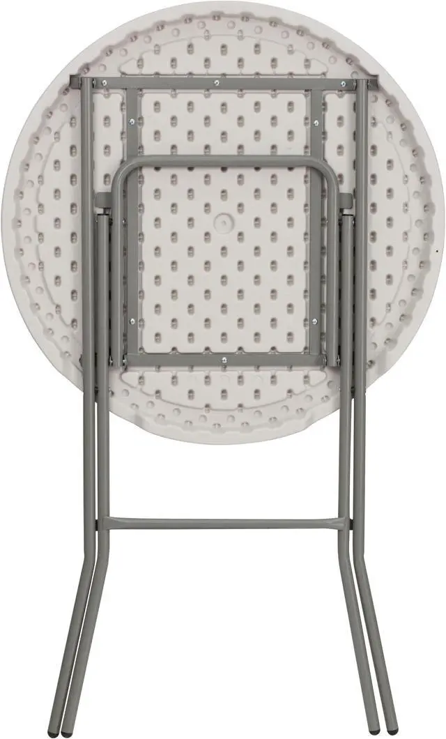 Alt view image 3 of 19 - 32'' Round Granite White Plastic Bar Height Folding Table