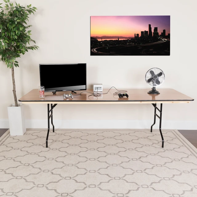 Alt view image 5 of 12 - Flash Furniture Rectangular Wood Folding Banquet Table with Clear Coated Finished Top, 36" by 96"