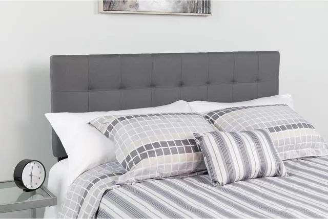 Alt view image 3 of 16 - Bedford Tufted Upholstered Queen Size Headboard in Dark Gray Fabric