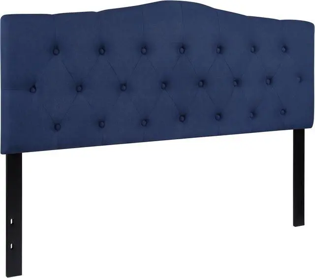 Alt view image 6 of 18 - Cambridge Tufted Upholstered Queen Size Headboard in Navy Fabric