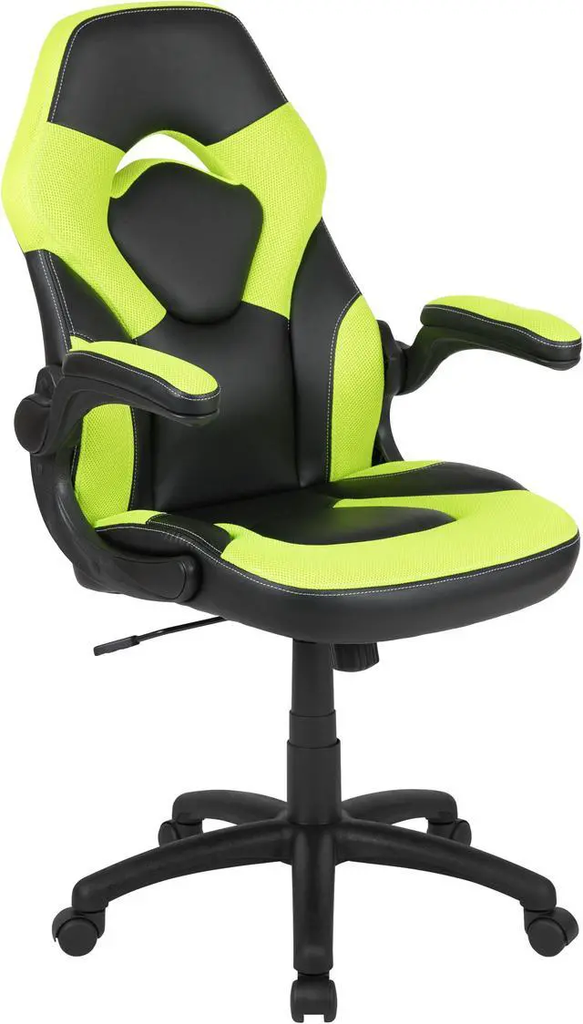 Alt view image 7 of 17 - X10 Gaming Chair Racing Office Ergonomic Computer PC Adjustable Swivel Chair with Flip-up Arms, Neon Green/Black LeatherSoft