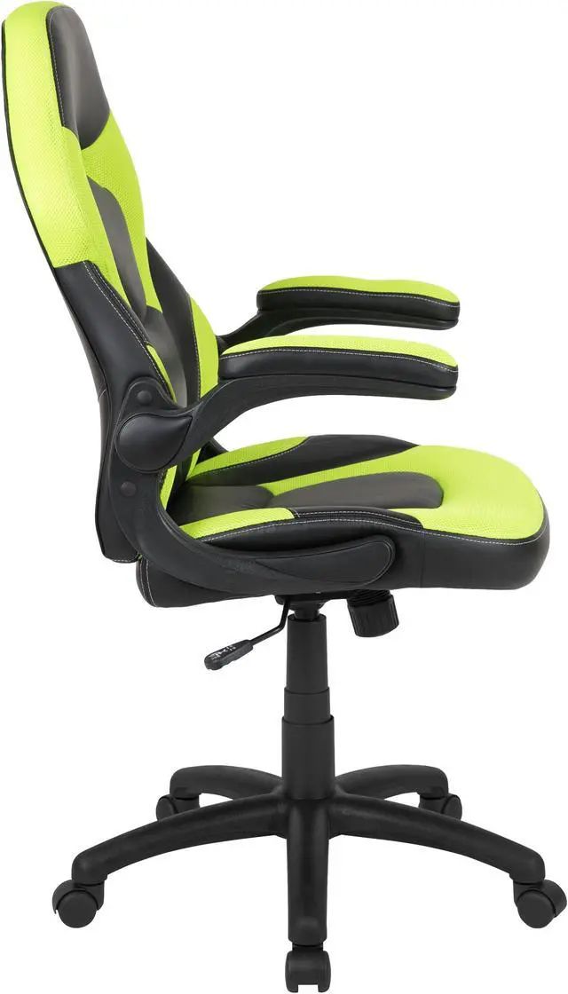 Alt view image 9 of 17 - X10 Gaming Chair Racing Office Ergonomic Computer PC Adjustable Swivel Chair with Flip-up Arms, Neon Green/Black LeatherSoft