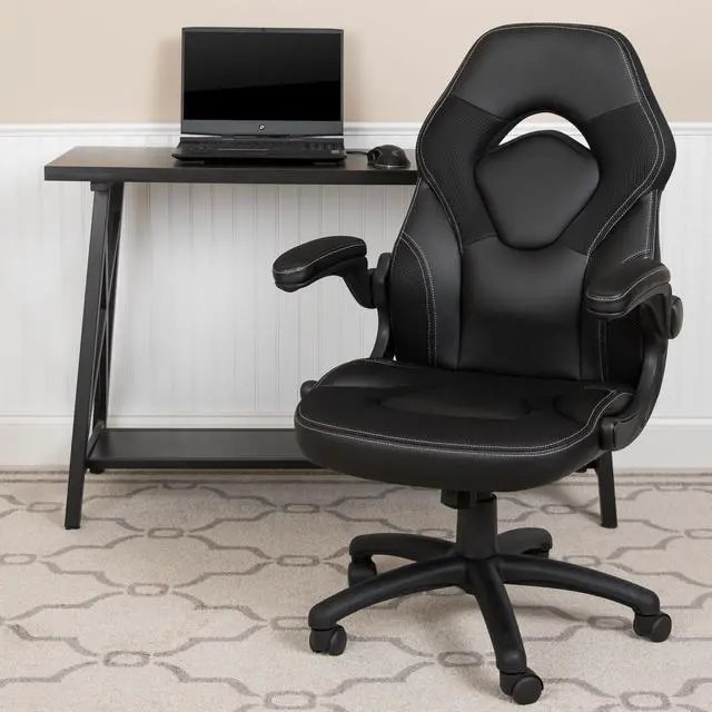 Alt view image 9 of 20 - X10 Gaming Chair Racing Office Ergonomic Computer PC Adjustable Swivel Chair with Flip-up Arms, Black LeatherSoft