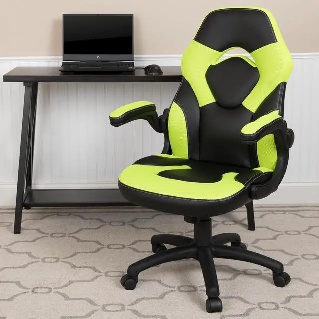 Alt view image 8 of 17 - X10 Gaming Chair Racing Office Ergonomic Computer PC Adjustable Swivel Chair with Flip-up Arms, Neon Green/Black LeatherSoft