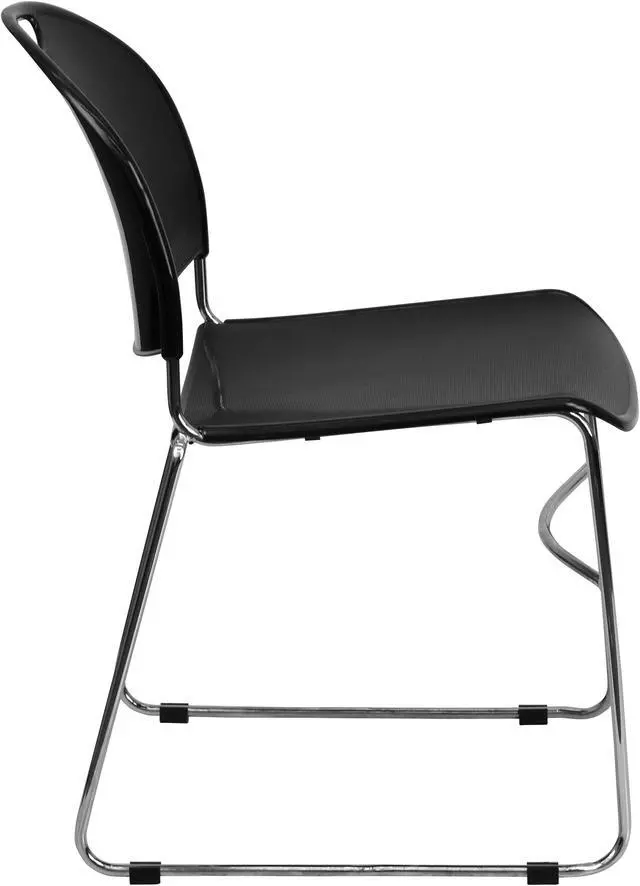 Alt view image 2 of 20 - HERCULES Series 880 lb. Capacity Black Ultra-Compact Stack Chair with Chrome Frame