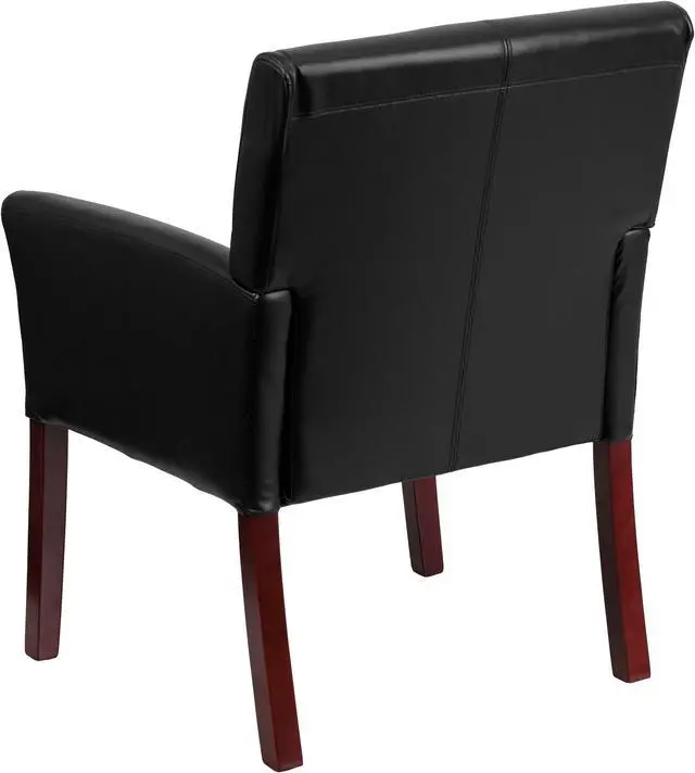 Alt view image 4 of 20 - Flash Furniture BT-353-BK-LEA-GG Black Leather Executive Side/Reception Chair with Mahogany Legs