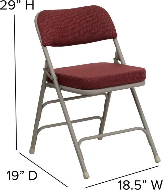 Alt view image 7 of 20 - 2 Pack HERCULES Series Premium Curved Triple Braced & Double Hinged Burgundy Fabric Metal Folding Chair