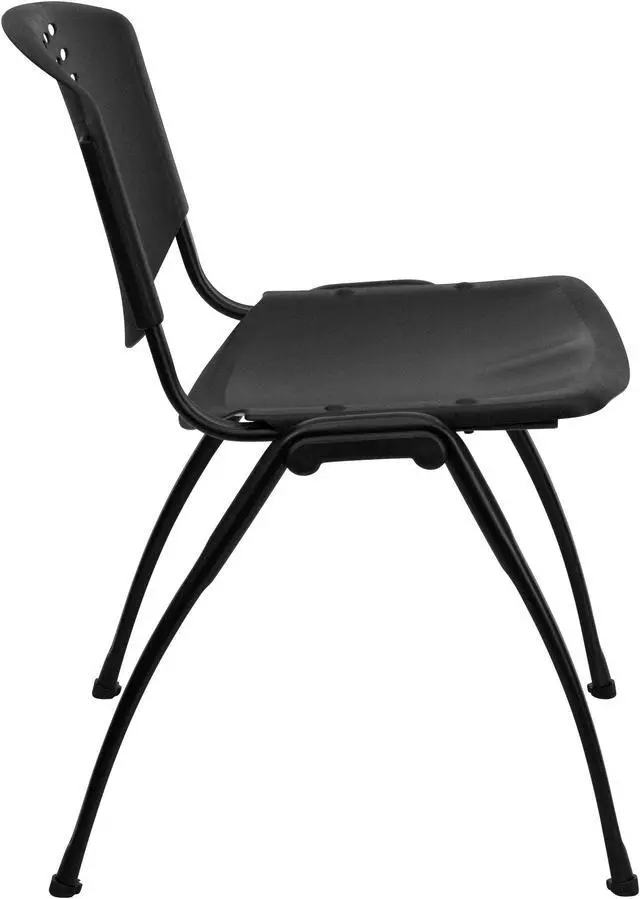 Alt view image 2 of 20 - HERCULES Series 880 lb. Capacity Black Plastic Stack Chair with Oval Cutout Back and Black Frame