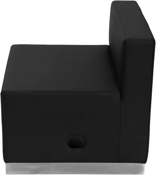 Alt view image 3 of 20 - HERCULES Alon Series Black Leather Chair with Brushed Stainless Steel Base