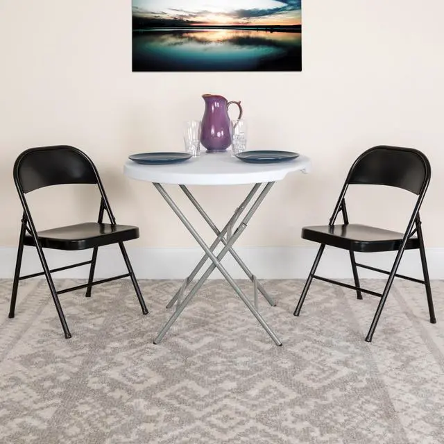 Alt view image 5 of 20 - HERCULES Series Double Braced Black Metal Folding Chair