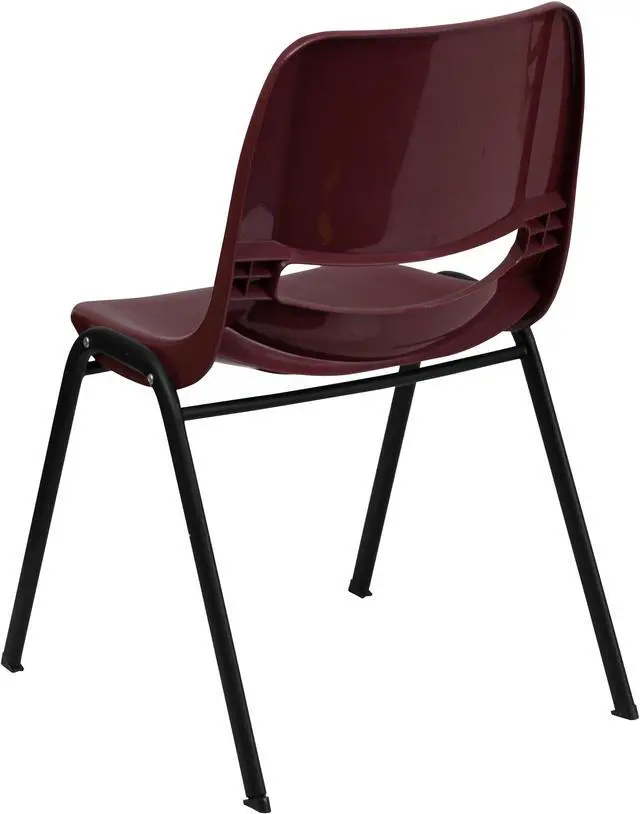 Alt view image 3 of 20 - HERCULES Series 880 lb. Capacity Burgundy Ergonomic Shell Stack Chair with Black Frame