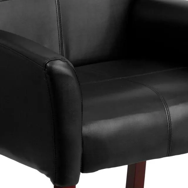 Alt view image 7 of 20 - Flash Furniture BT-353-BK-LEA-GG Black Leather Executive Side/Reception Chair with Mahogany Legs