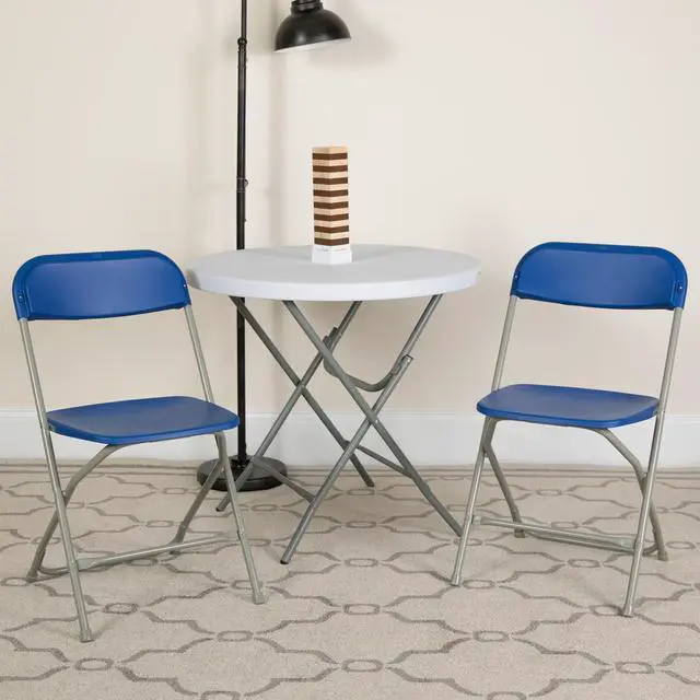 Alt view image 2 of 20 - HERCULES Series 650 lb. Capacity Premium Blue Plastic Folding Chair