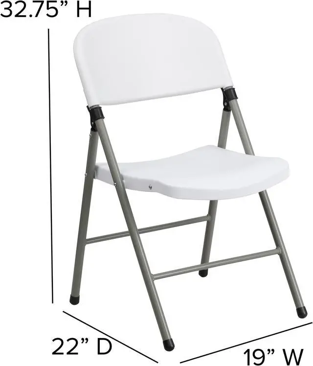 Alt view image 6 of 20 - HERCULES Series White Plastic Folding Chairs | Set of 2 Lightweight Folding Chairs with Gray Frame