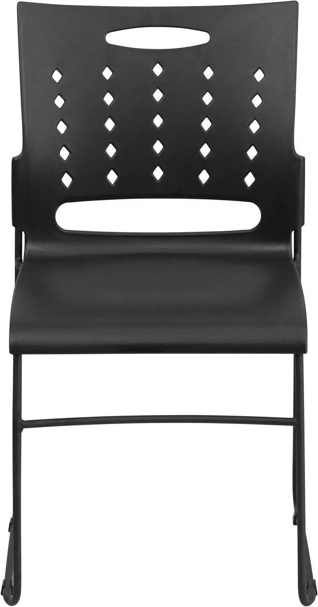 Alt view image 4 of 11 - HERCULES Series 881 lb. Capacity Black Sled Base Stack Chair with Air-Vent Back