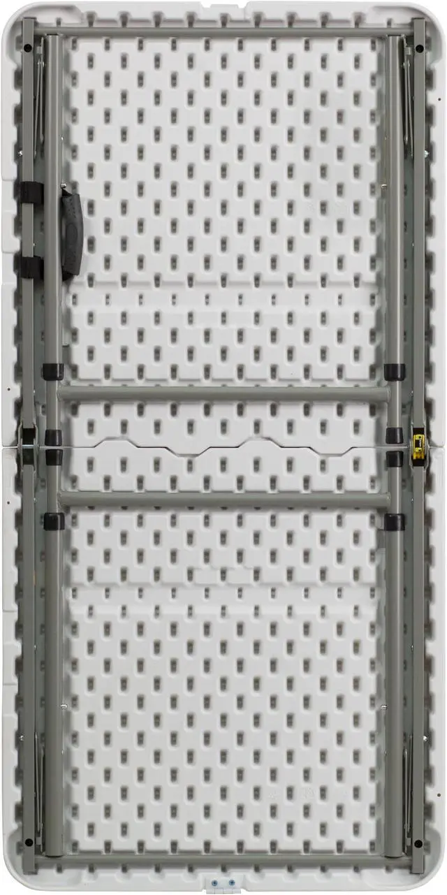 Alt view image 2 of 13 - 4-Foot Height Adjustable Bi-Fold Granite White Plastic Folding Table