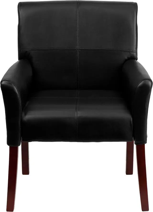 Alt view image 5 of 20 - Flash Furniture BT-353-BK-LEA-GG Black Leather Executive Side/Reception Chair with Mahogany Legs